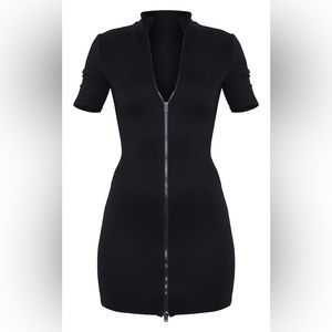 Prettylittlething Zip Front Bodycon Dress